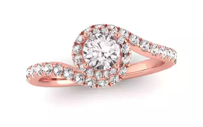 Solitaire Wedding Engagement Women Bypass Ring 3D print model
