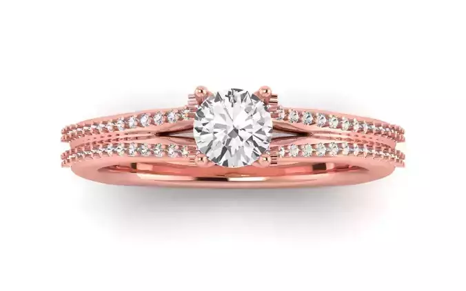 Women Engagement Round Stone Ring 3dm STL OBJ Renders Details