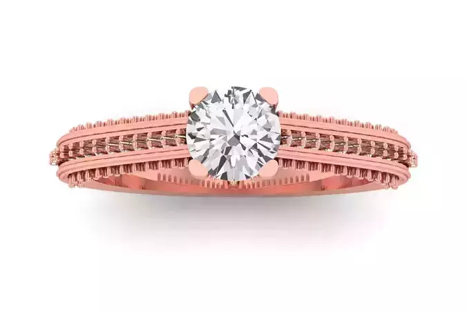 Women Engagement Round Stone Ring 3dm STL OBJ Renders Details