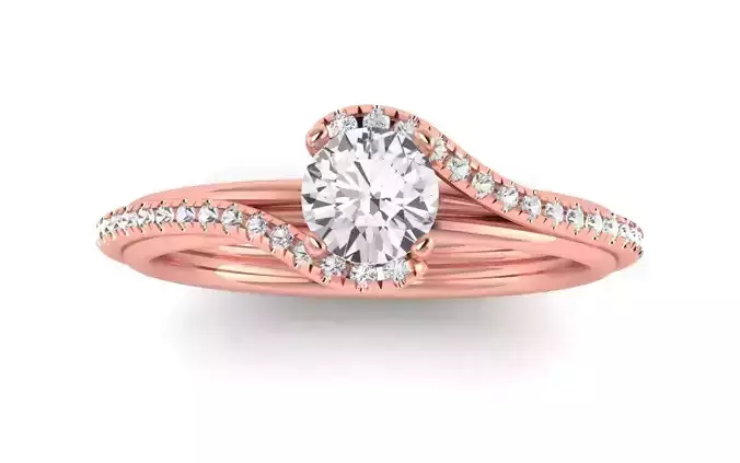 Solitaire Wedding Engagement Women Bypass Ring 3D print model