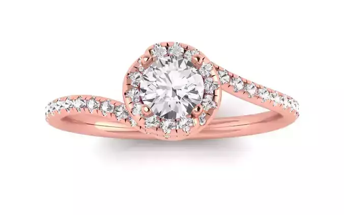 Solitaire Wedding Engagement Women Bypass Ring 3D print model