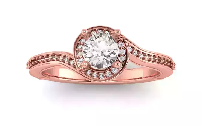Solitaire Wedding Engagement Women Bypass Ring 3D print model