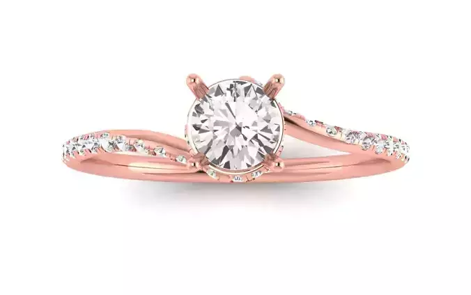 Solitaire Wedding Engagement Women Bypass Ring 3D print model