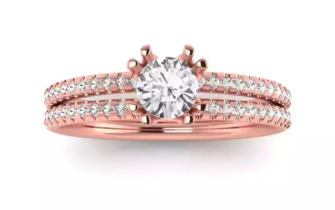 Solitaire Wedding Engagement Women Ring Double Band Ring