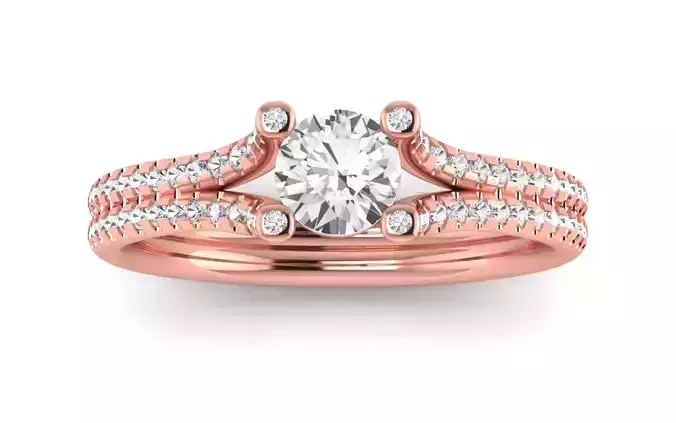 Solitaire Wedding Engagement Women Double Band Ring 3D print model