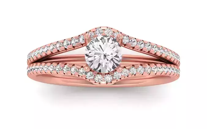 Solitaire Wedding Engagement Women Double Band Ring