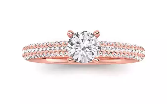 Women Engagement Round Stone Ring 3dm STL OBJ Renders Details