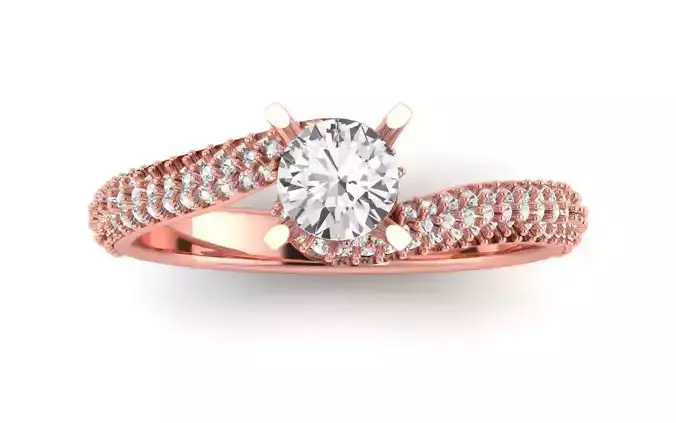 Solitaire Wedding Engagement Women Bypass Ring 3D print model