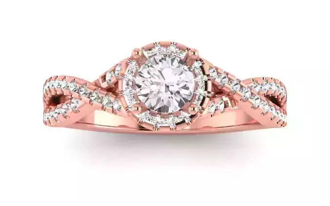 Twisted Band Halo Ring Solitaire Wedding Engagement Women Ring