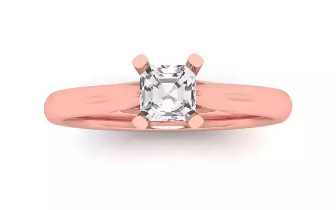 Asscher Stone Solitaire Wedding Engagement Women Ring 3D print model