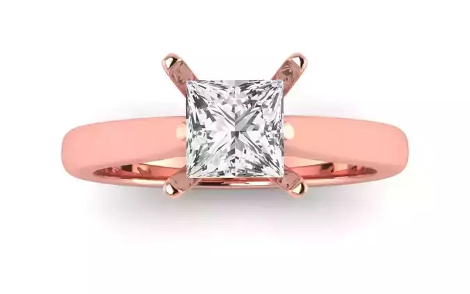 Solitaire Engagement Women Princess Stone  Ring 3D print model