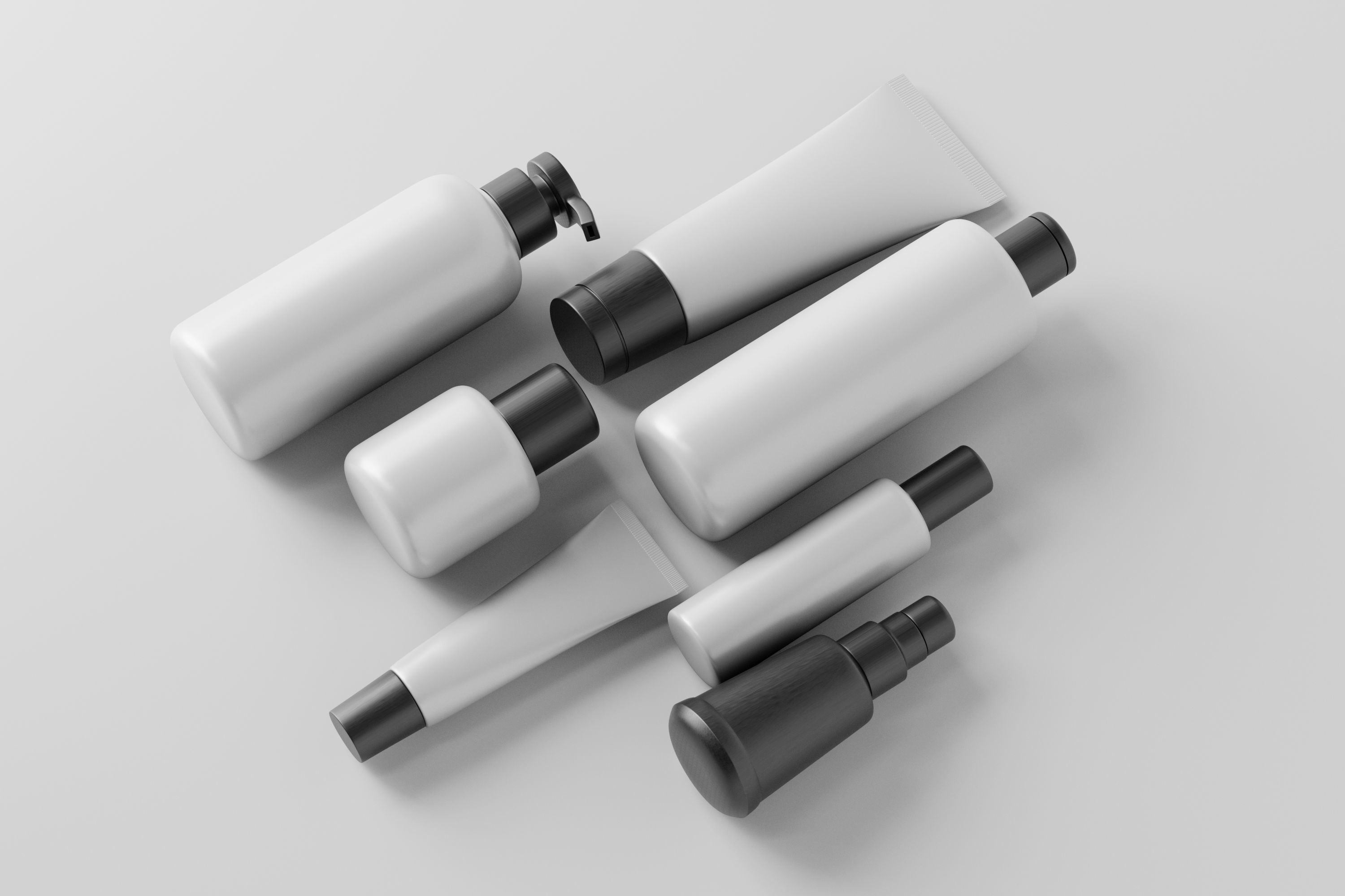 Bottle and tube cosmetic collection Low-poly 3D model_3