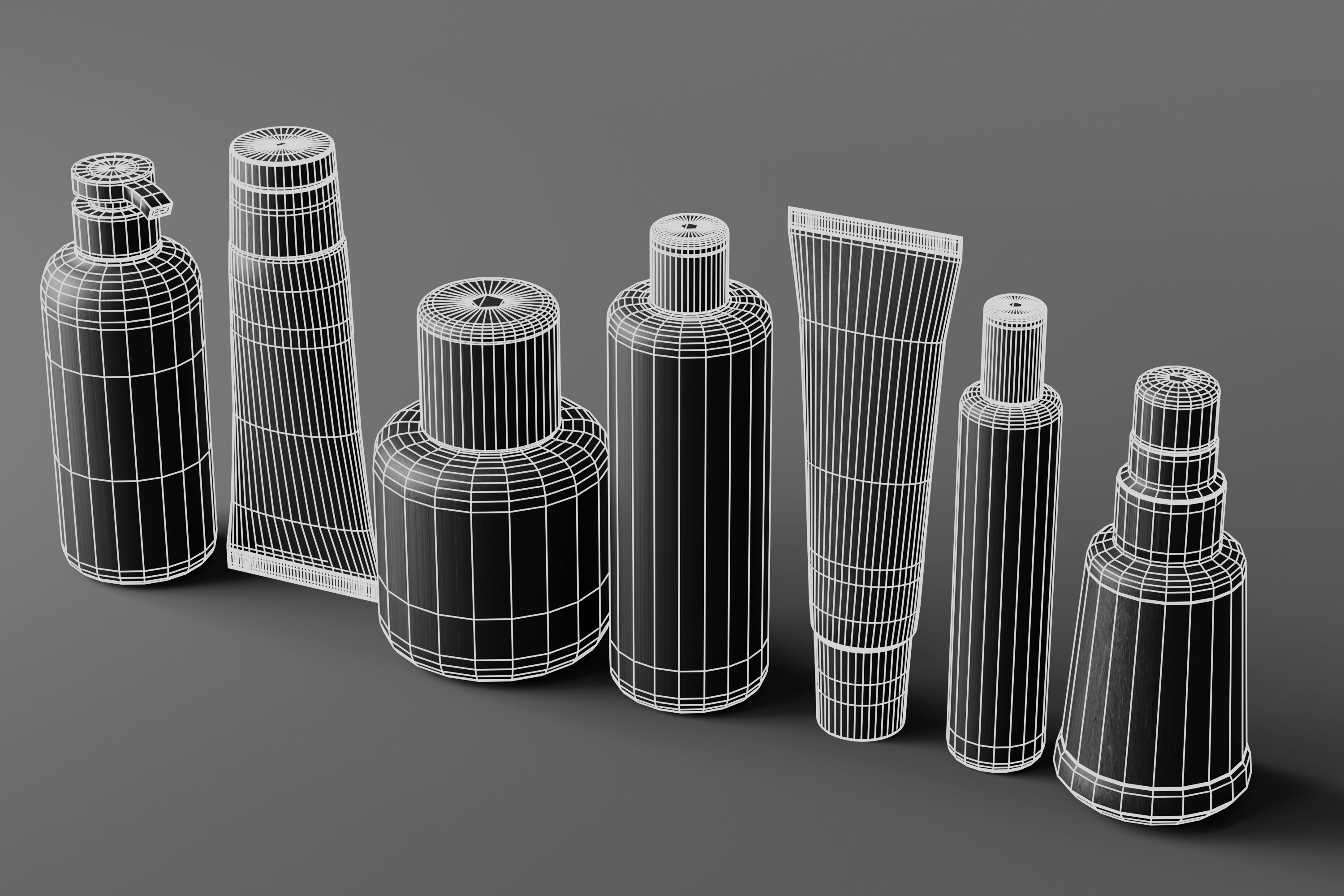 Bottle and tube cosmetic collection Low-poly 3D model_20
