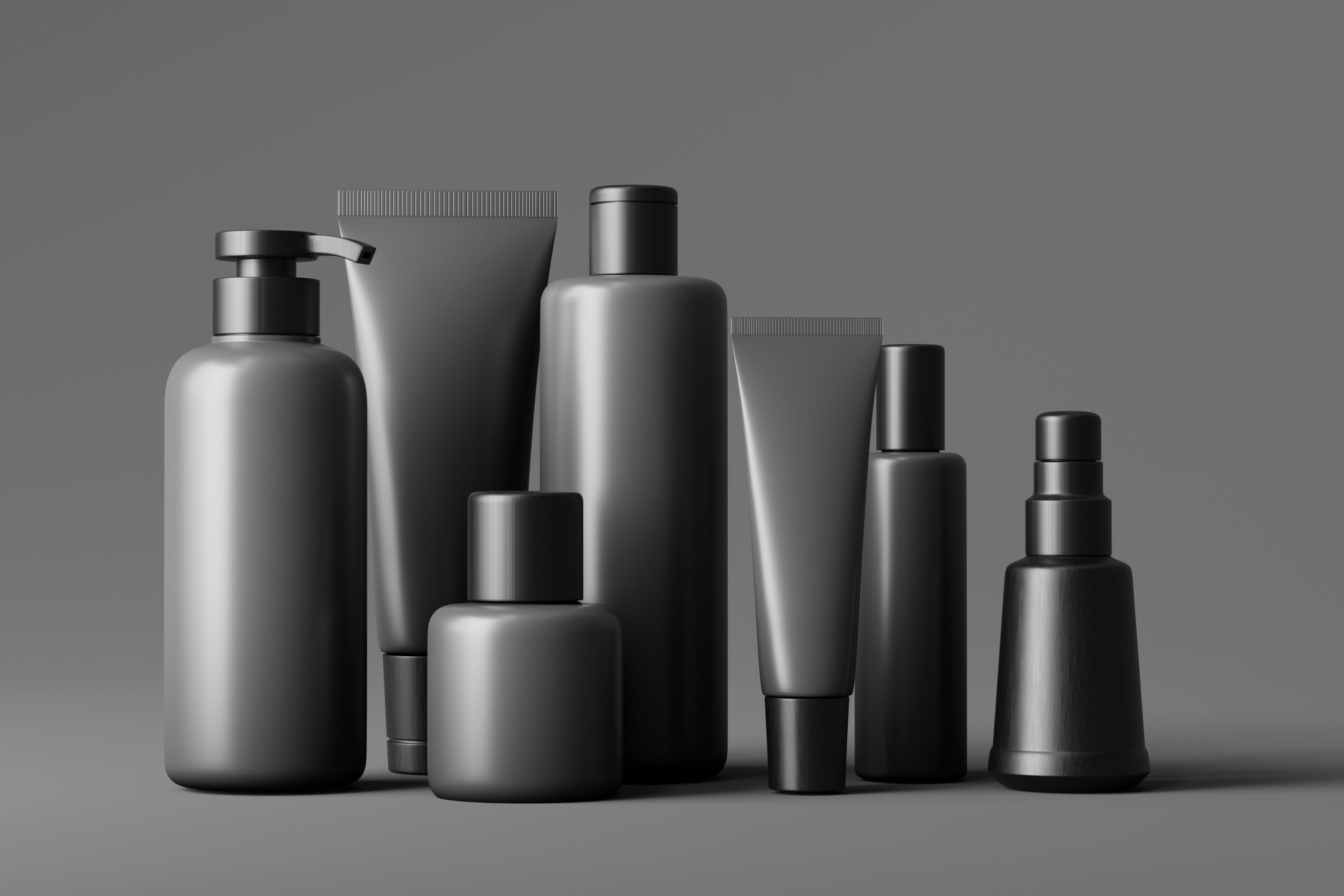 Bottle and tube cosmetic collection Low-poly 3D model_1