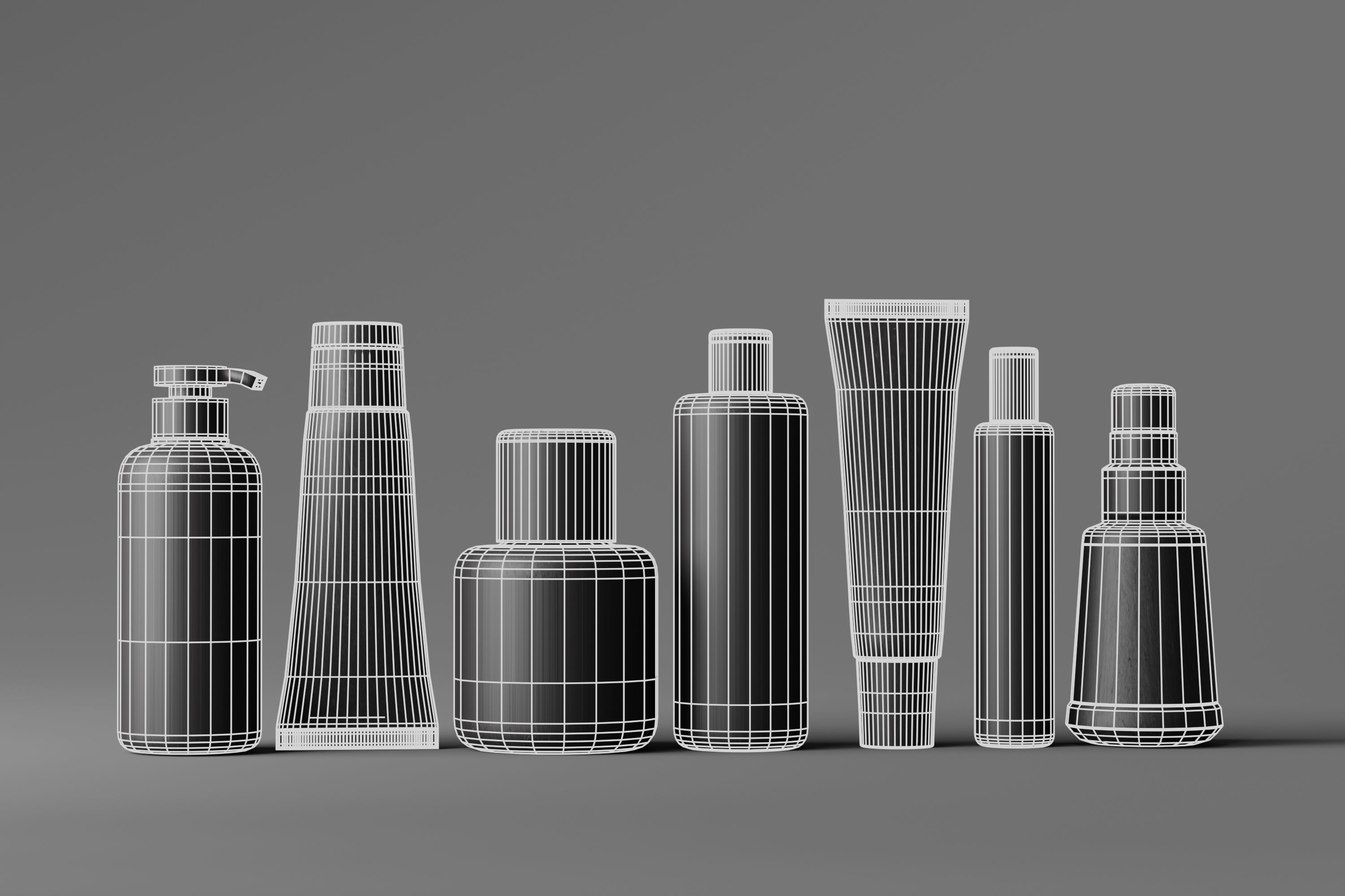 Bottle and tube cosmetic collection Low-poly 3D model_18