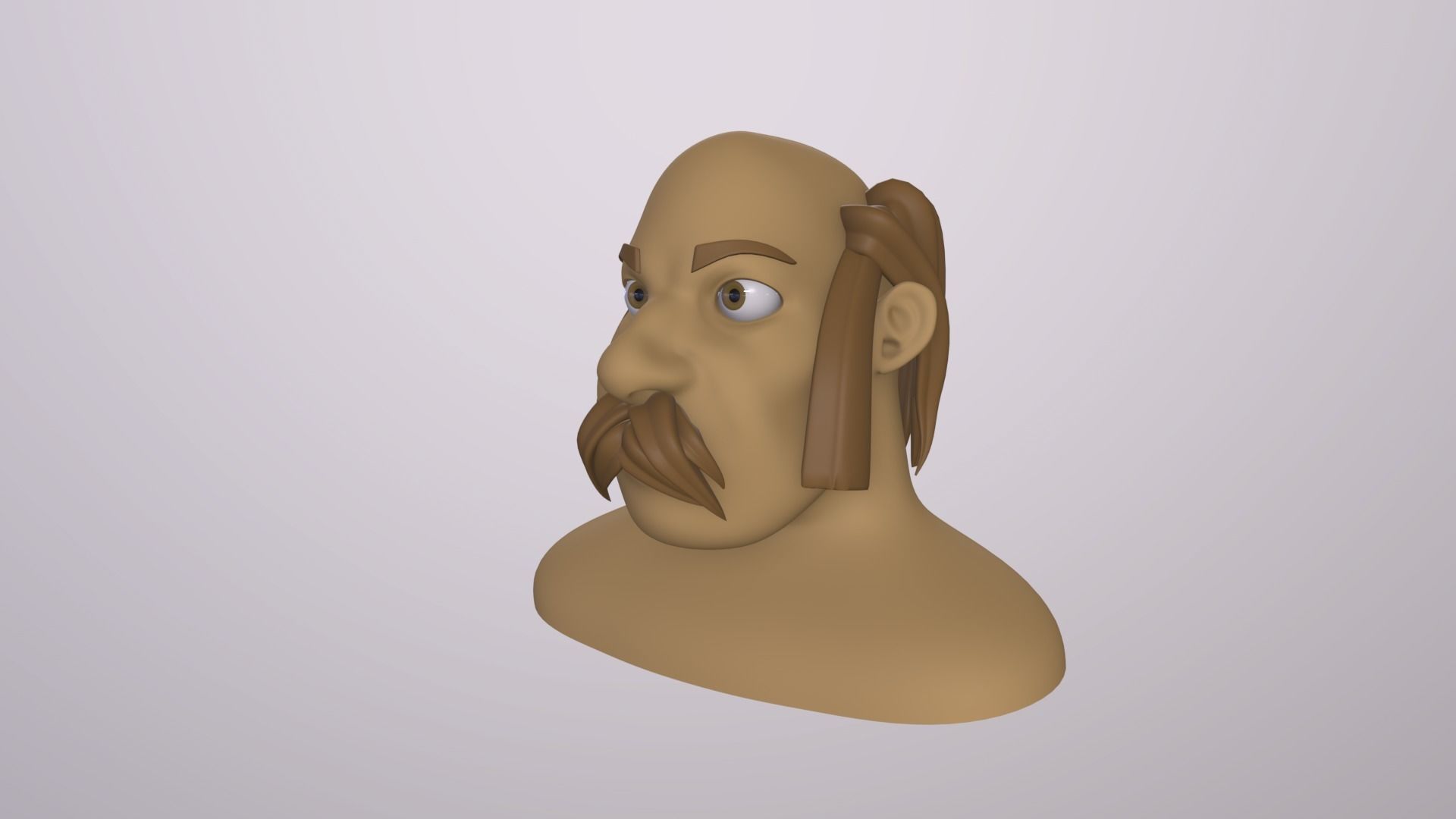 Male Head Stylized Base mesh with Hair in blender curve 2 Low-poly 3D model_13
