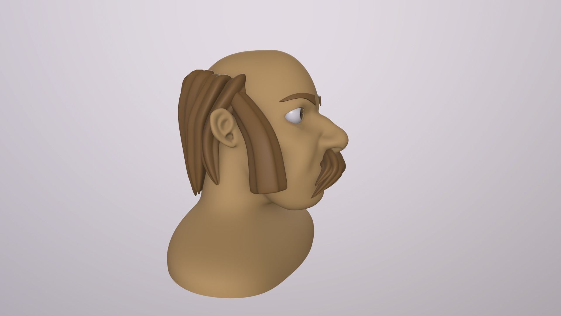 Male Head Stylized Base mesh with Hair in blender curve 2 Low-poly 3D model_6