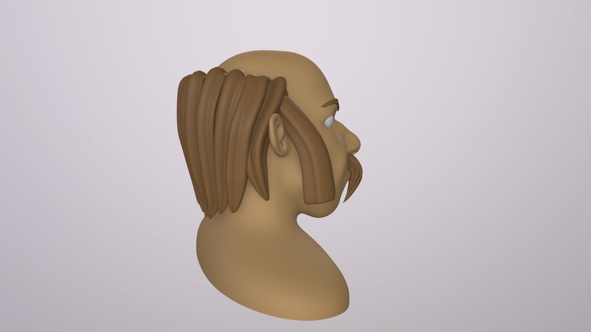 Male Head Stylized Base mesh with Hair in blender curve 2 Low-poly 3D model_7