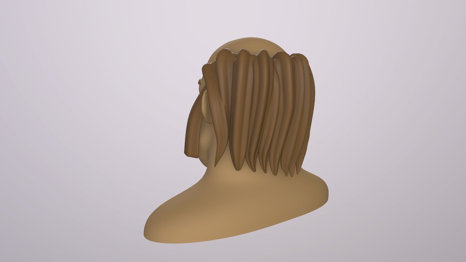 Male Head Stylized Base mesh with Hair in blender curve 2 Low-poly 3D model_10