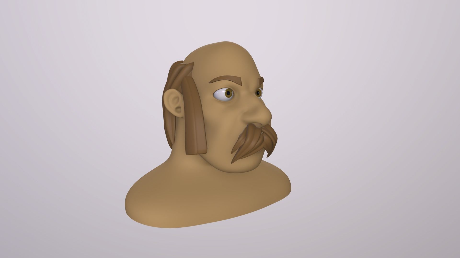 Male Head Stylized Base mesh with Hair in blender curve 2 Low-poly 3D model_5