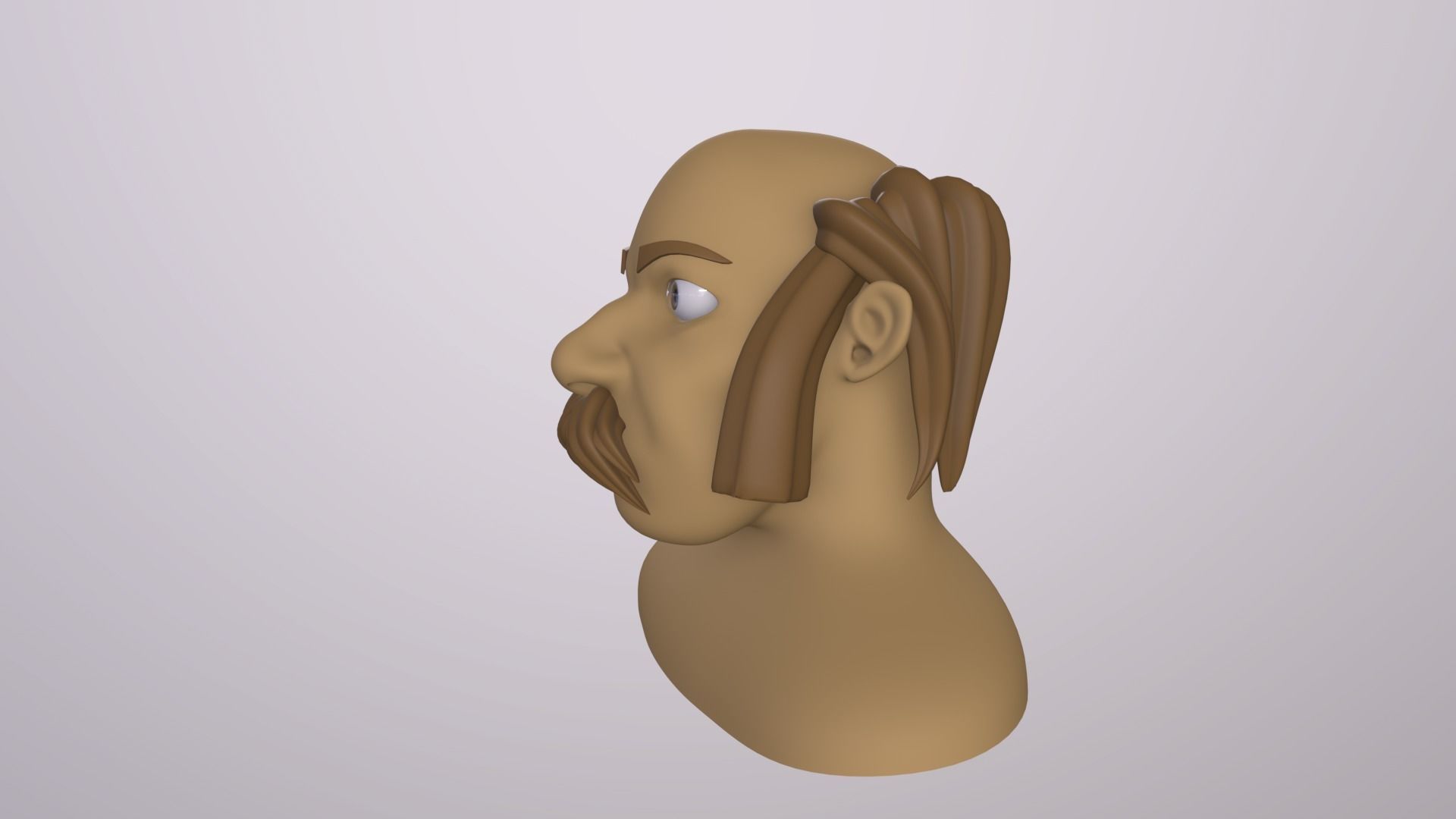 Male Head Stylized Base mesh with Hair in blender curve 2 Low-poly 3D model_12