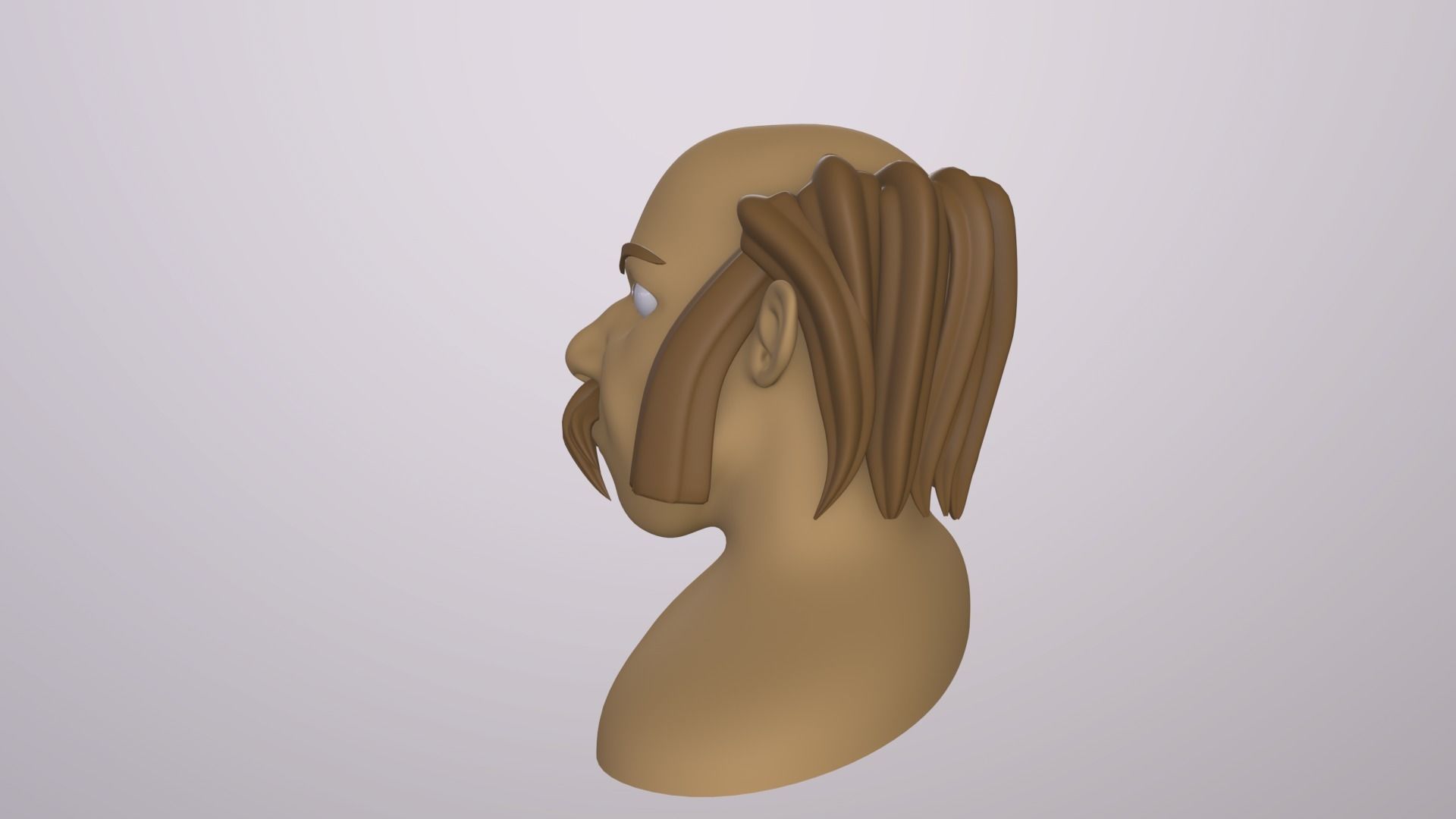 Male Head Stylized Base mesh with Hair in blender curve 2 Low-poly 3D model_11