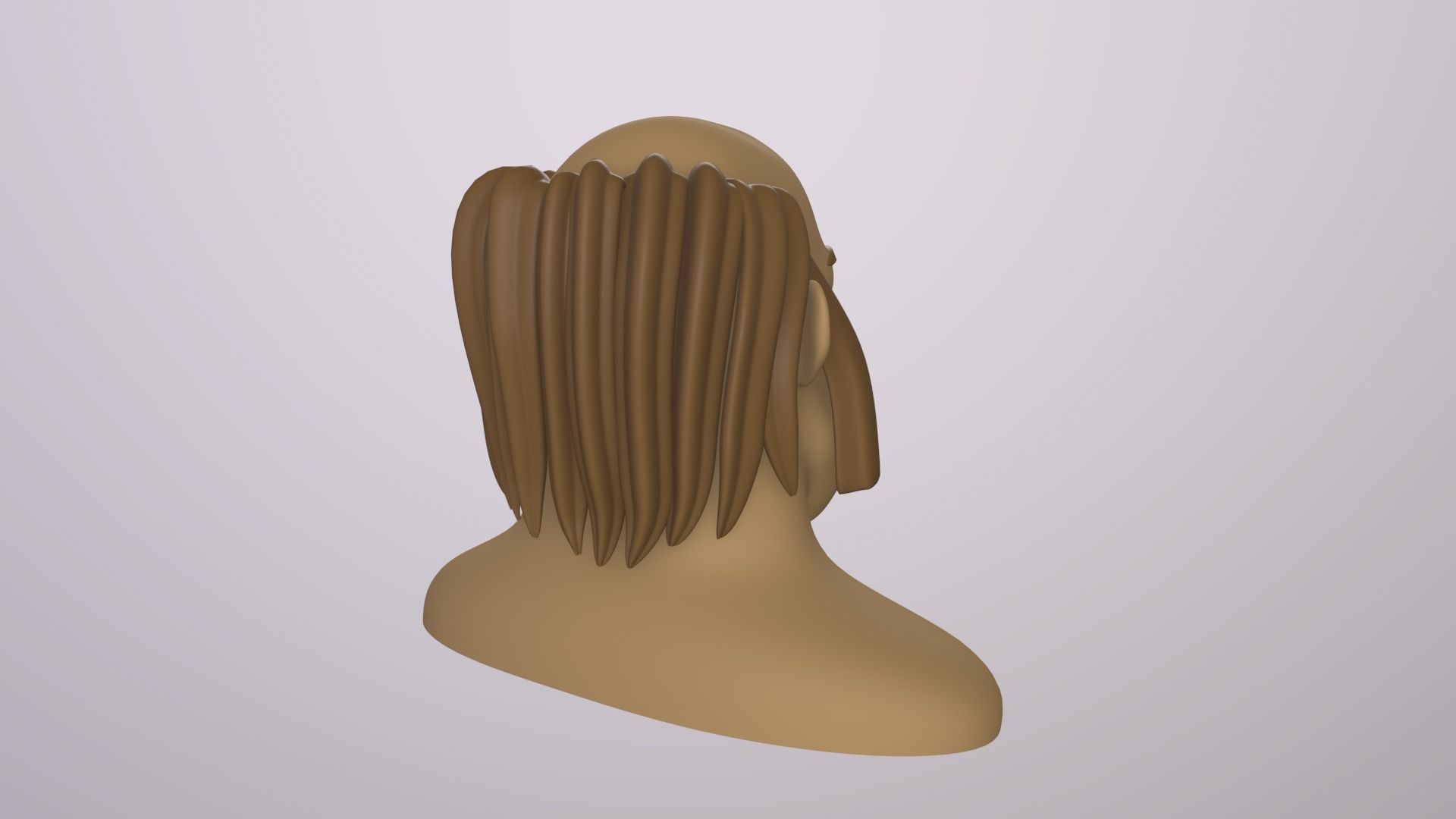 Male Head Stylized Base mesh with Hair in blender curve 2 Low-poly 3D model_8
