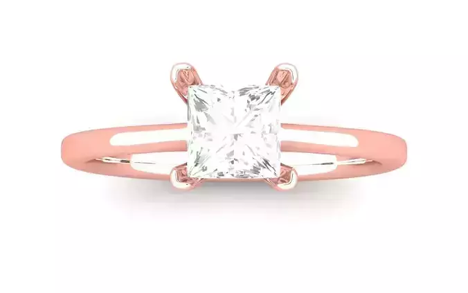 Solitaire Engagement Women Princess Stone  Ring 3D print model