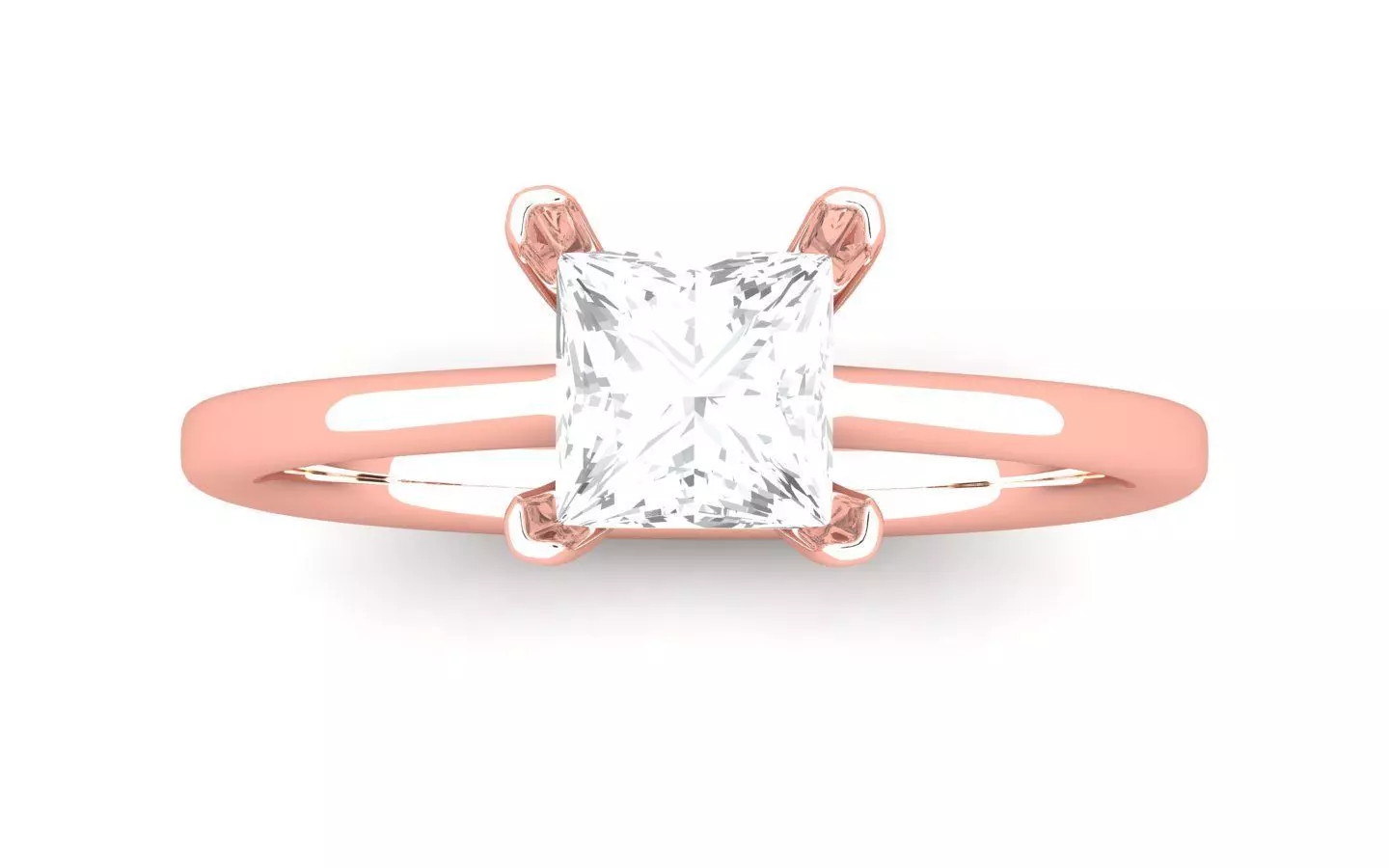 Solitaire Engagement Women Princess Stone Ring 3D print model