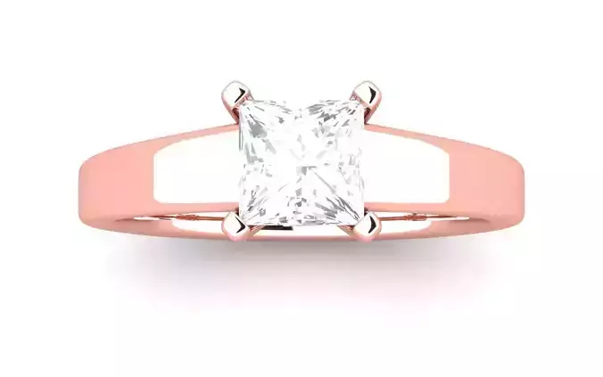 Solitaire Engagement Women Princess Stone  Ring 3D print model
