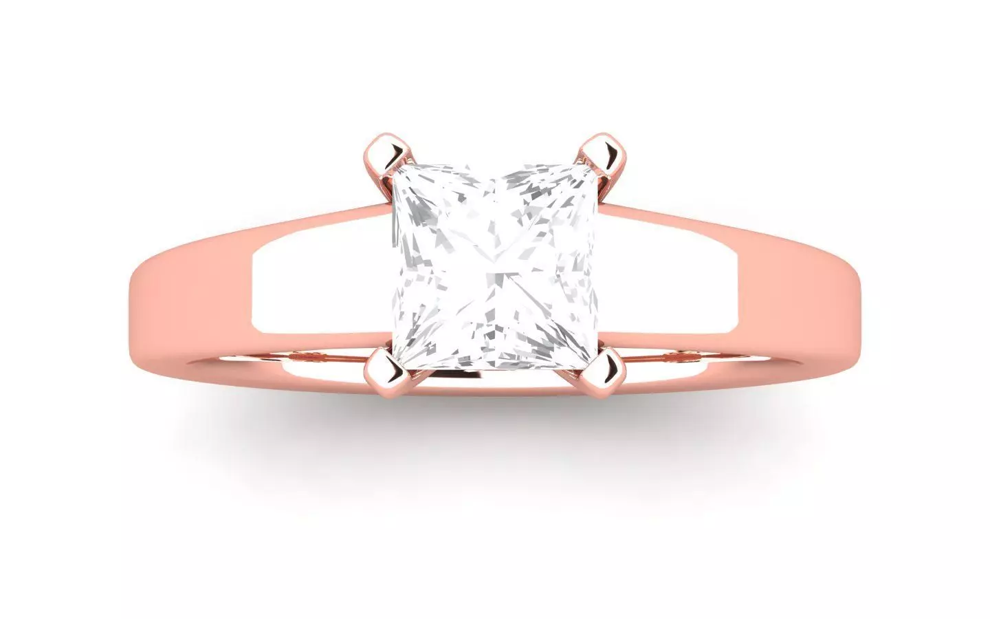 Solitaire Engagement Women Princess Stone Ring 3D print model