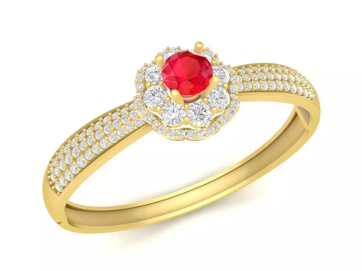 Luxury Halo Ring with Red Center Stone 3785 3D print model