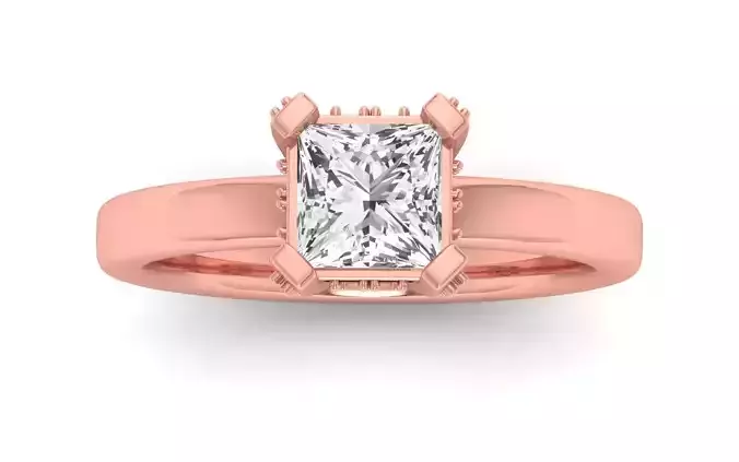 Solitaire Engagement Women Princess Stone  Ring 3D print model