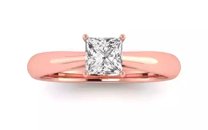 Solitaire Engagement Women Princess Stone  Ring 3D print model