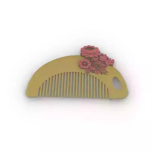 Comb with ethnic floral motif | 3D model - 3D model önizlemesi