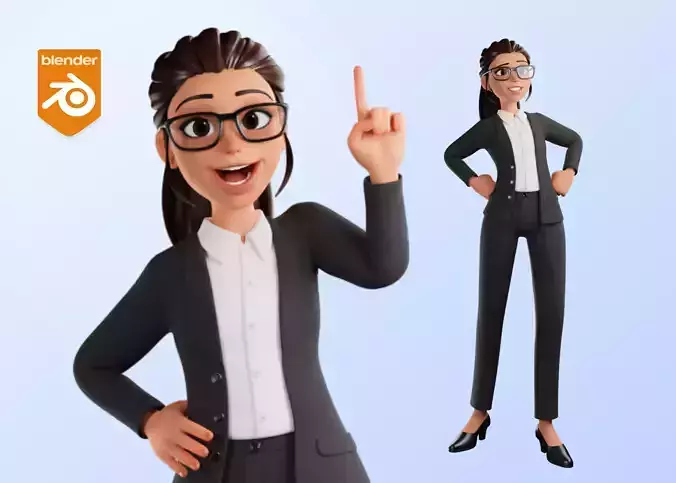 Secretary Business Woman Character  Low-poly 3D model