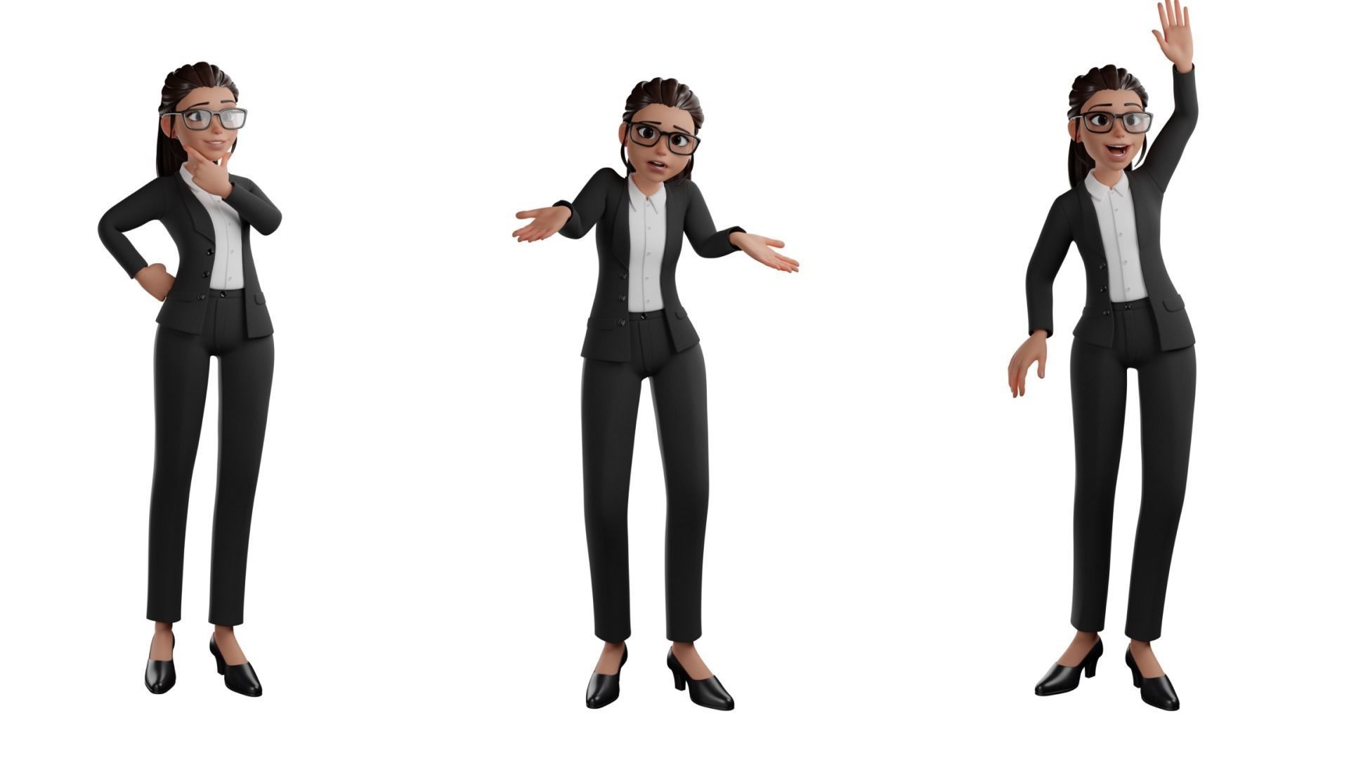 Secretary Business Woman Character  Low-poly 3D model_23