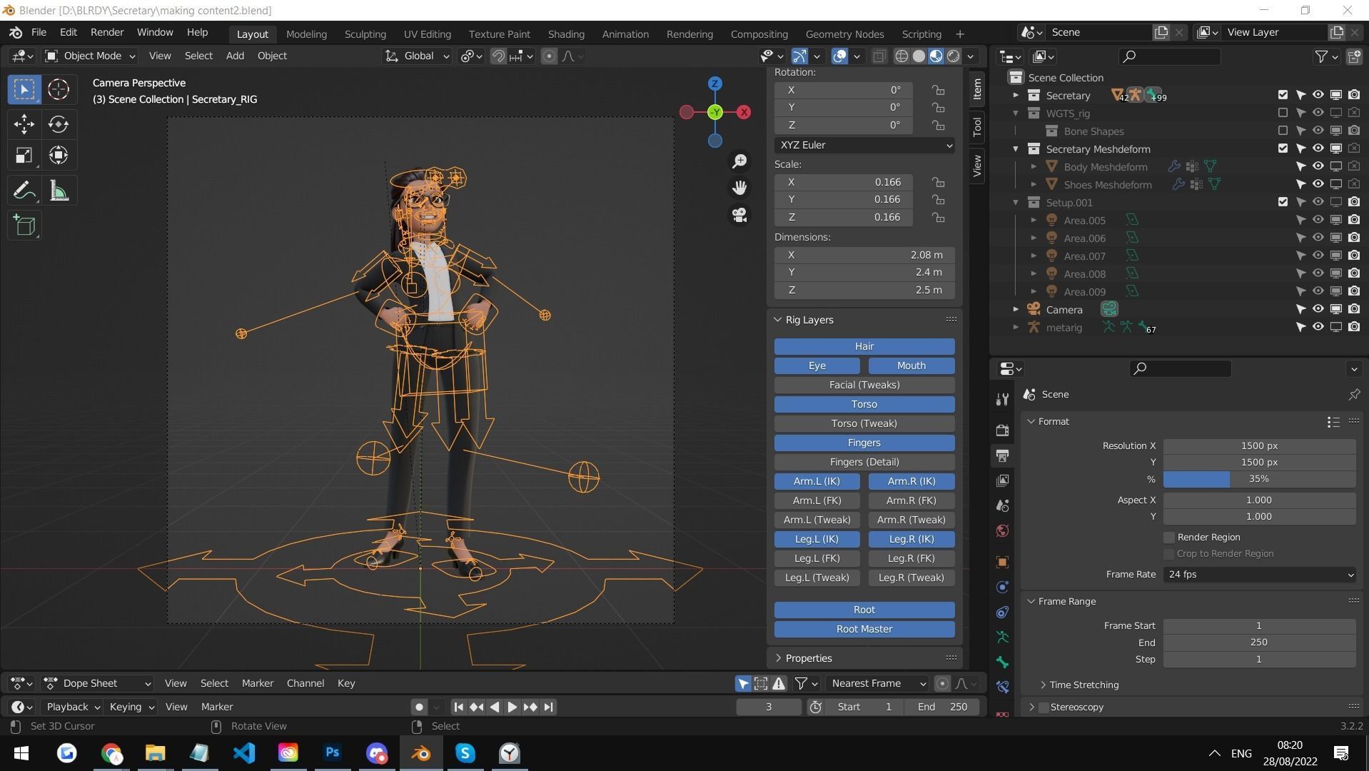 Secretary Business Woman Character  Low-poly 3D model_2