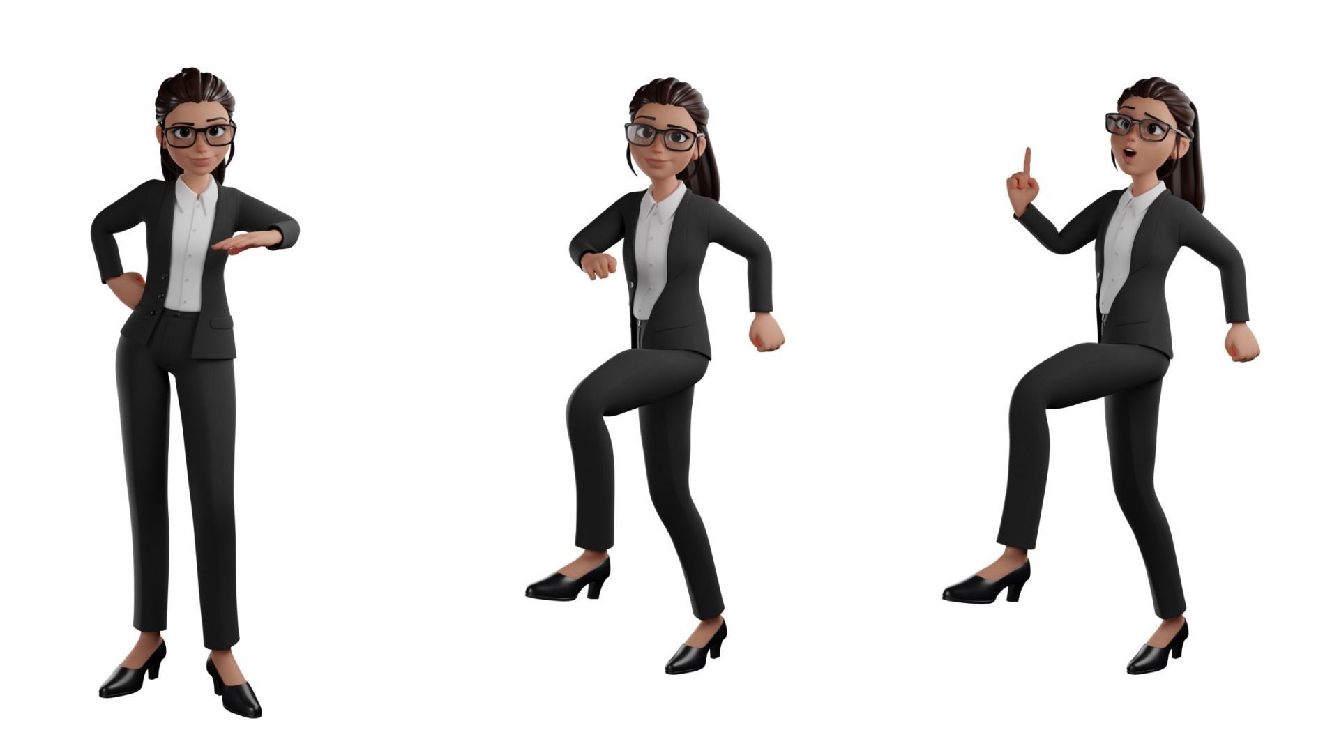 Secretary Business Woman Character  Low-poly 3D model_12