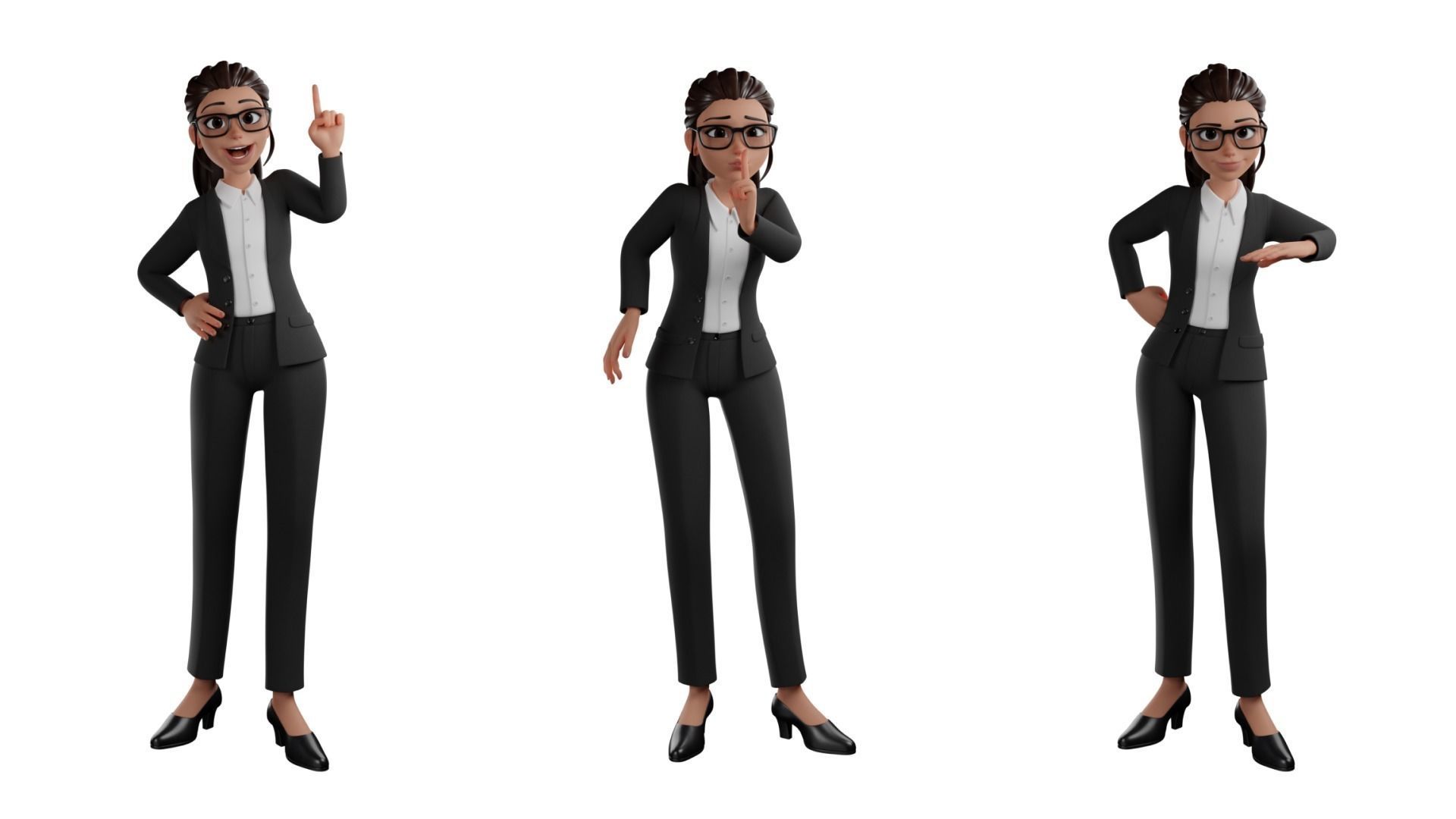 Secretary Business Woman Character  Low-poly 3D model_21
