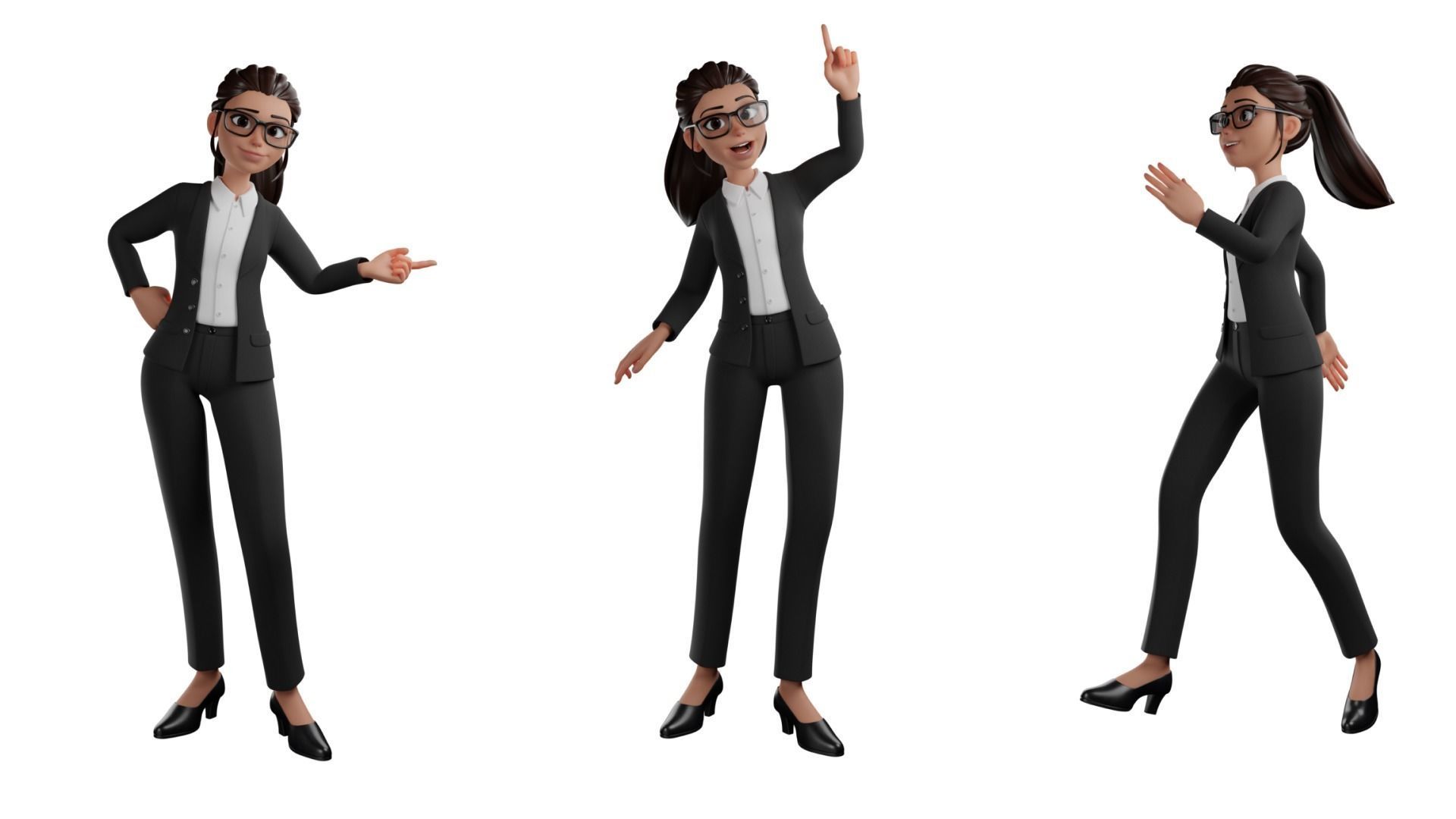 Secretary Business Woman Character  Low-poly 3D model_13
