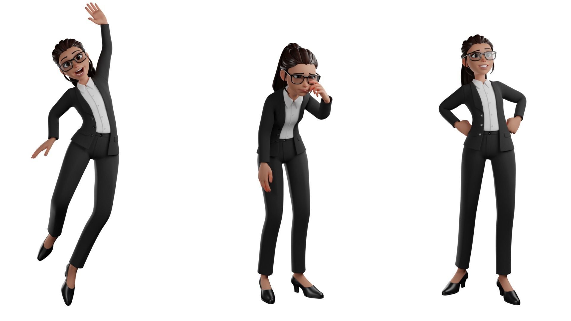 Secretary Business Woman Character  Low-poly 3D model_15