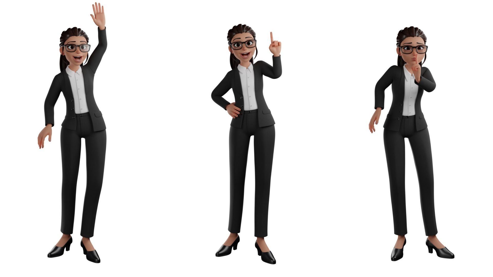 Secretary Business Woman Character  Low-poly 3D model_10