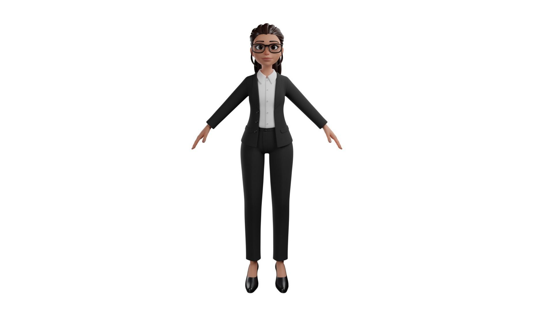 Secretary Business Woman Character  Low-poly 3D model_25