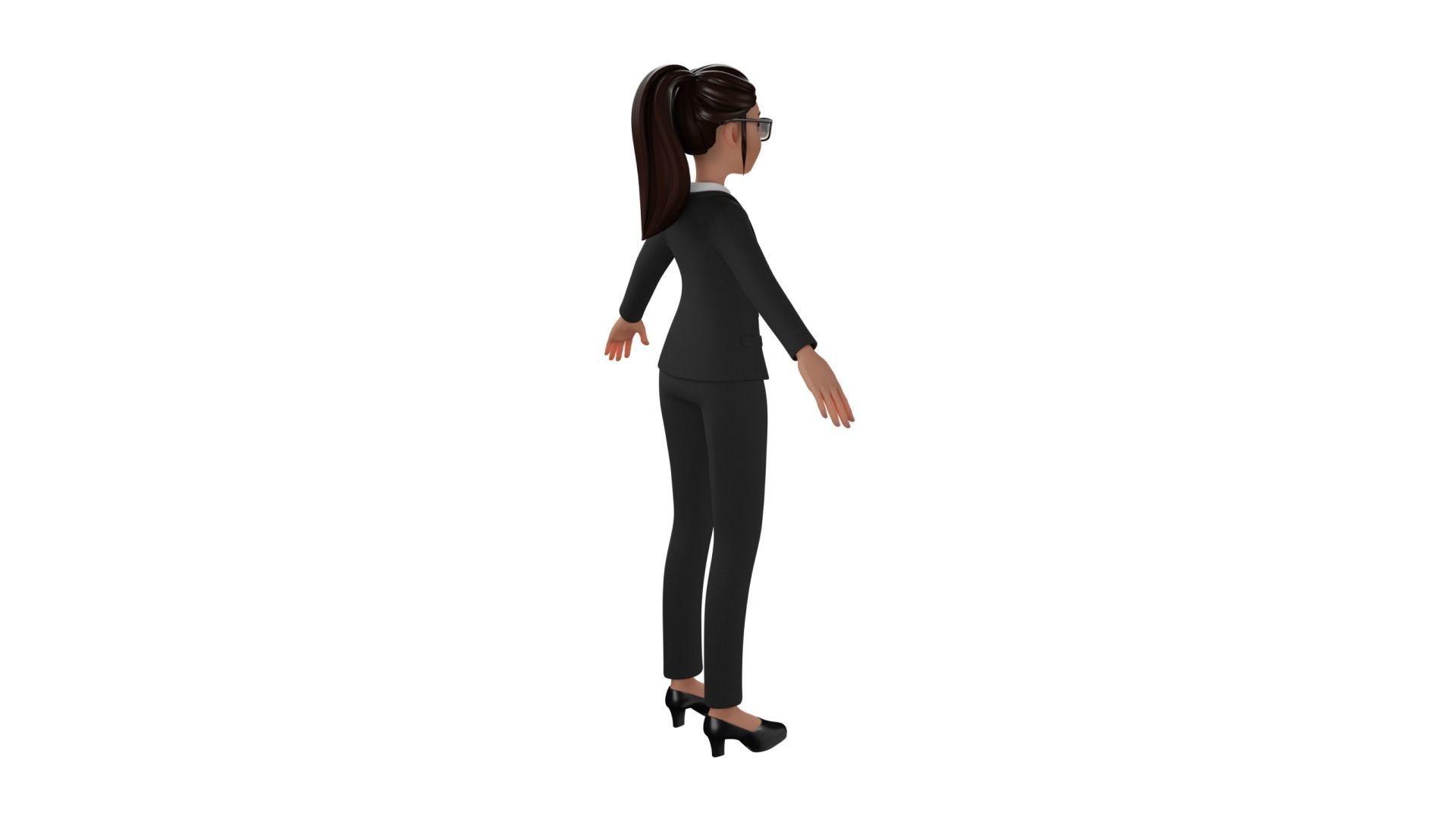 Secretary Business Woman Character  Low-poly 3D model_28