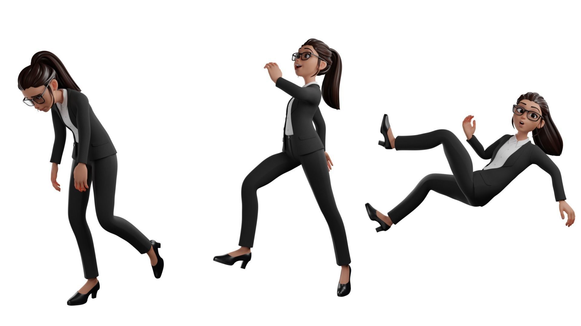 Secretary Business Woman Character  Low-poly 3D model_17