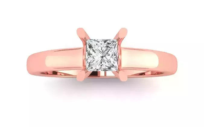  Solitaire Engagement Women Princess Diamond Ring 3D print model