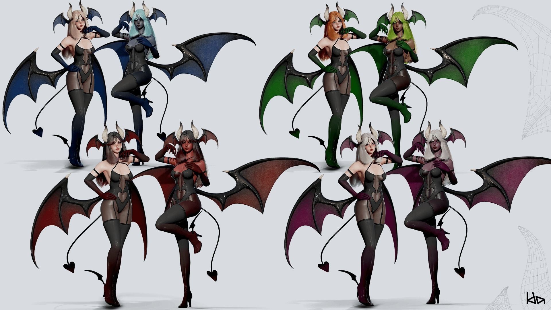 Succubus Lily - Game Ready Low-poly 3D model_5