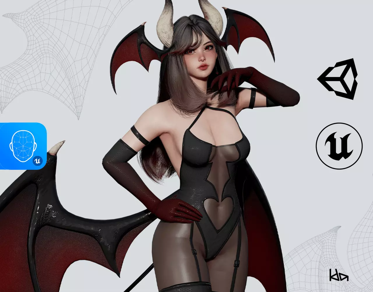 Succubus Lily - Game Ready Low-poly 3D model_0