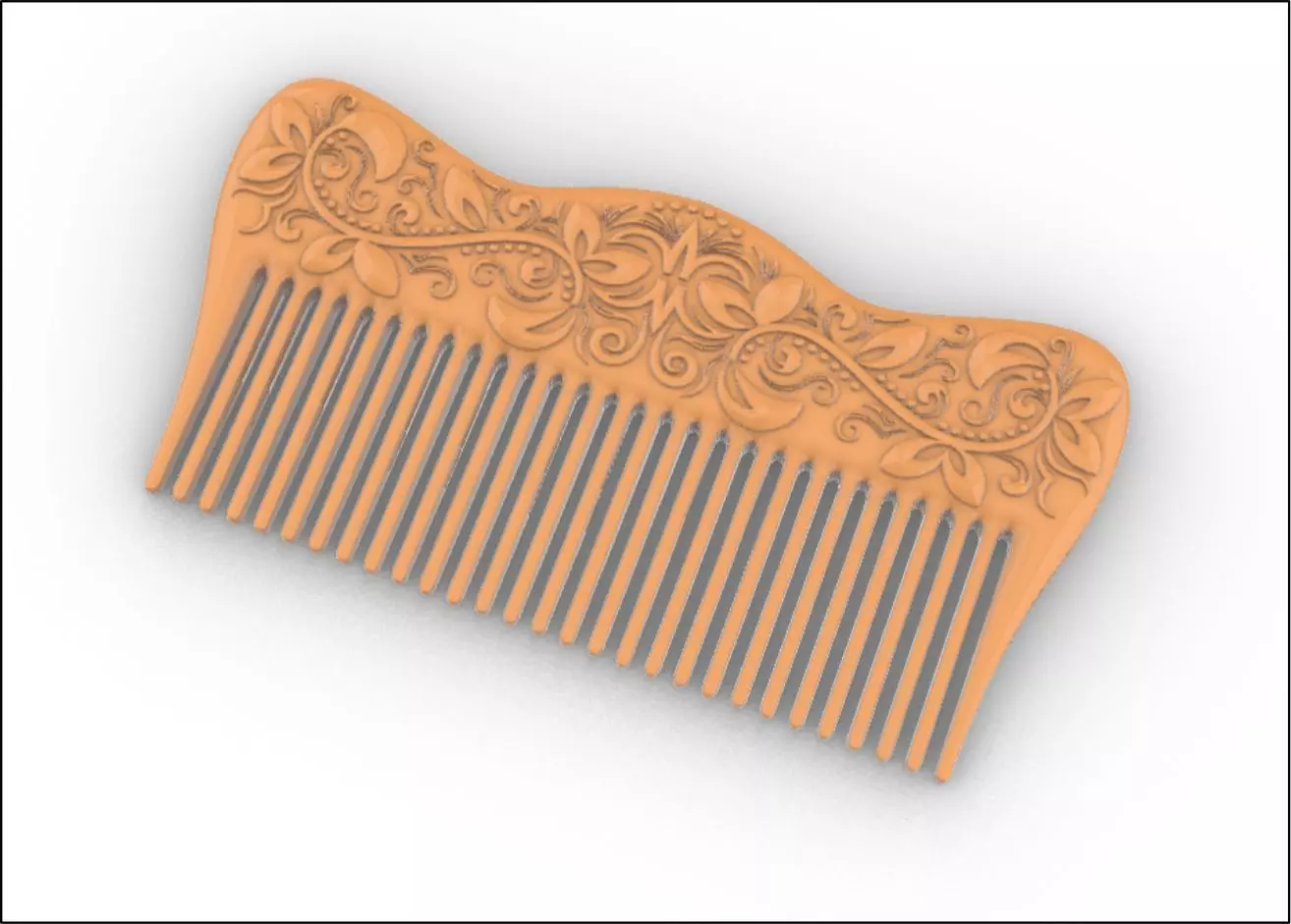  Two Combs  Floral vintage  and Bison 3D model_0